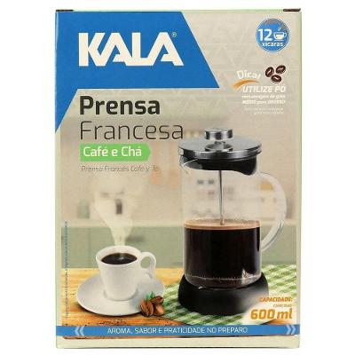 Cafeteira Prensa Francesa 600ML em Aço Inox com Pistão de Malha Dupla para Café e Chá Transparente