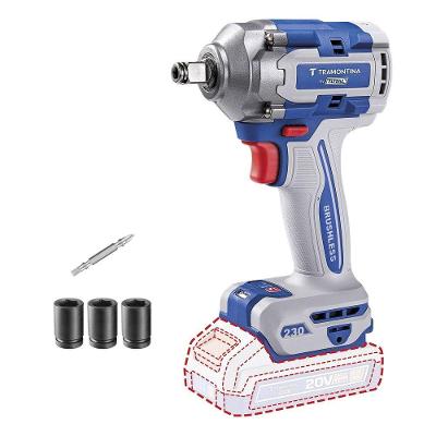 Chave de Impacto Tramontina 20V 230 N.m Brushless com Encaixes 1-2 e 1-4 3 Níveis e Acessórios