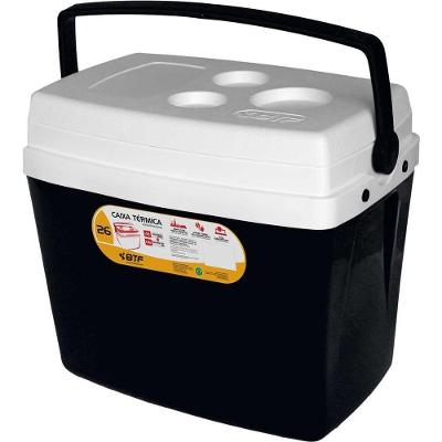 Caixa Térmica CXT0226 Conservação Polietileno com Porta-Copos para Piquenique Preto Botafogo Lar &