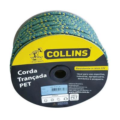 Corda Pet Trançada 10mm X 113m Colorida com Ruptura 714 Kgf Collins 113M
