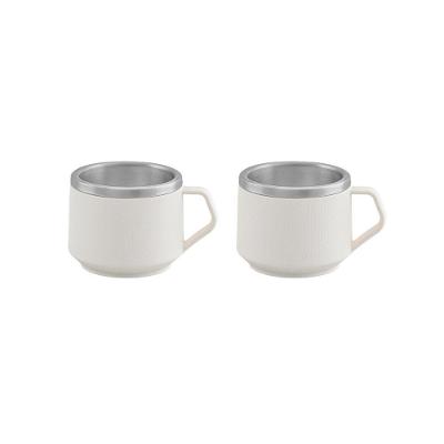 Conjunto de Xícaras para Café Empilháveis em Aço Inox com ABS Branco 2 Peças 80ML Tramontina