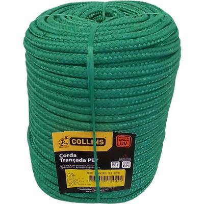 Corda Pet Trançada Alta Resistência Ruptura 1095KGF Verde em Rolo 12MM X 105M Collins