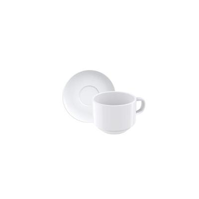 Conjunto Xícara e Pires de Chá Paola em Porcelana Resistente e Elegante para Mesa Branco Tramontina