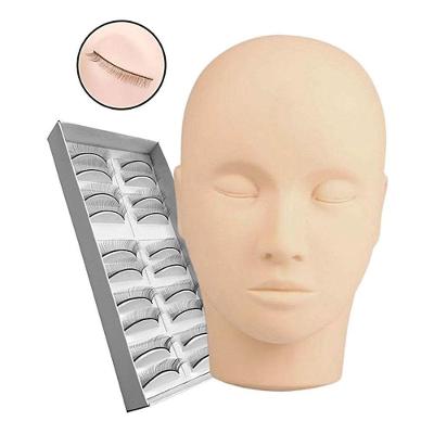 Kit Cabeça de Treino com Cílios Postiços para Extensão Fio a Fio e Volume Russo Silicone e Sintético