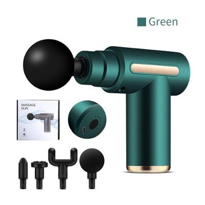 Massageador Elétrico Massage Relax Gun Alta Frequência 6 Velocidades 4 Cabeças Verde OEM