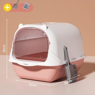 Caixa de Areia para Gatos OEM Furba Encantadora Alta Gigante Rosa com Comedouro e Pá Higiênica 1 un