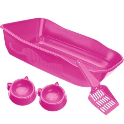 Kit Caixa de Areia para Gatos Durapets Furba Plástico 100% Reciclado Rosa 4 Peças