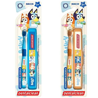 Escova de Dente com Estojo Infantil Bluey Escolar Azul para Criancas Dentalclean