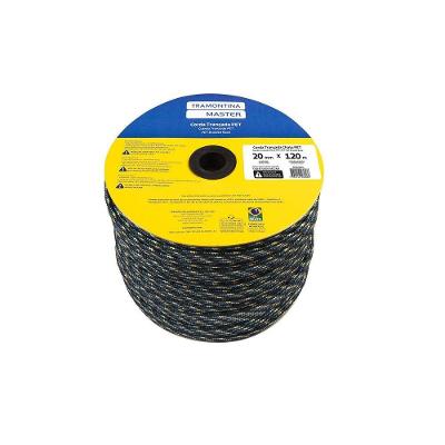 Corda Trançada Chata MASTER Resistente em PET Preto Tramontina 20MM 120M