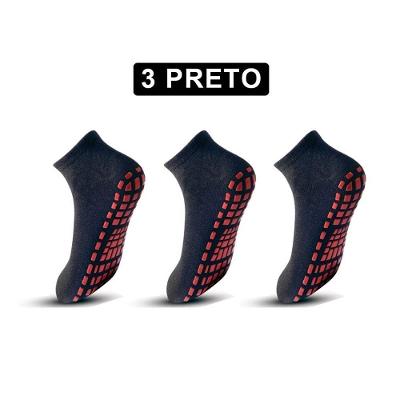 Kit Meia Antiderrapante para Hidroginástica Pilates Yoga com Costura Reforçada Preta OEM 3 PARES