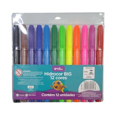 Canetinha Hidrocor Onda Pro 1912019 Ponta 2.0 12 Cores Corpo Grande Tinta à Base de Água