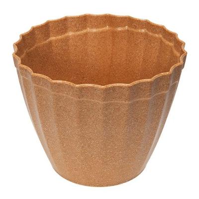 Vaso Evo Redondo 18CM em Madeira e Plástico Sustentável Plissado Marrom Evolution Nutrition