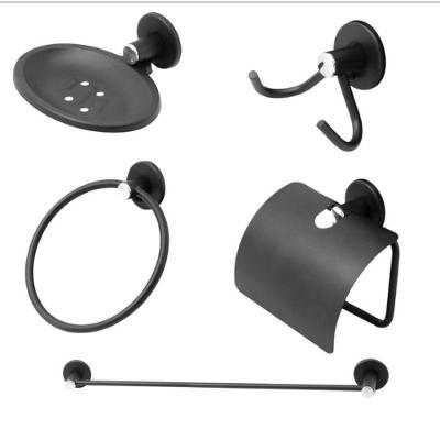 Kit Acessórios para Banheiro Preto Fosco com Porta Toalha Saboneteira Papeleira e Cabide OEM