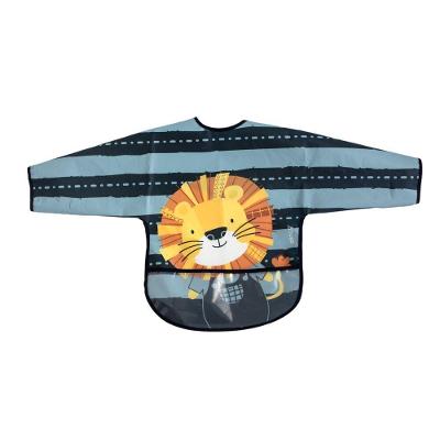 Babador Manga Longa Luke Modelo Listras Azuis com Bolso Coletor Impermeável Azul Clingo