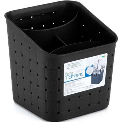 Organizador de Talheres 106697 com 4 Divisórias Plástico para Gaveta Preto Dasplast