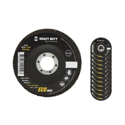 Disco Flap 4,1-2 Grão 40 Heavy Duty Desbaste e Acabamento Fibra Cônica Bivolt