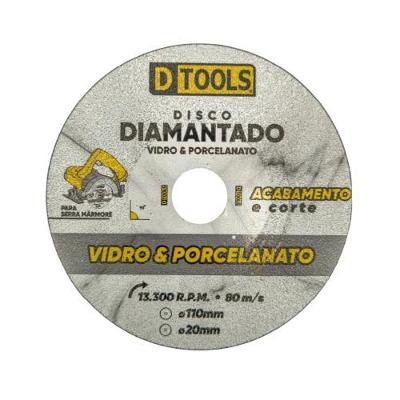 Disco Diamantado Vidro Porcelanato 110mmx20mm Acabamento e Corte 45o e 90o Área 30mm com Anel