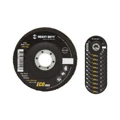 Disco Flap 4,1-2 Grão 120 Desbaste Eficiente Fibra Cônica Eco Inox para Lixadeiras Heavy Duty