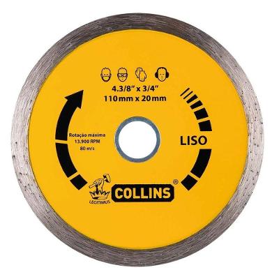 Disco Diamantado Alto Rendimento Corte Preciso Liso 110x20mm Collins