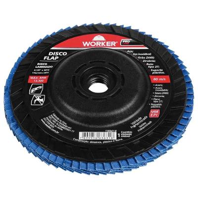 Disco de Lixa Flap Reto Inox Rosca M14 Grão 40 para Desbaste e Acabamento em Aços Inoxidáveis Worker