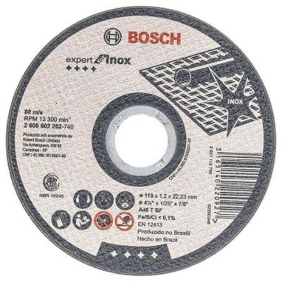 Disco de Corte Expert Inox com Centro Reto Preto Bosch 115MM 1,2MM