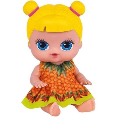 Boneca Bebê Frutinhas Abacaxi 2509 com Cheirinho e Textura Macia Amarelo Cotiplás 18CM