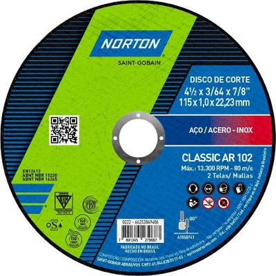 Disco de Corte CLASSIC AR102 para Aço com Corte Fino Cinza Norton
