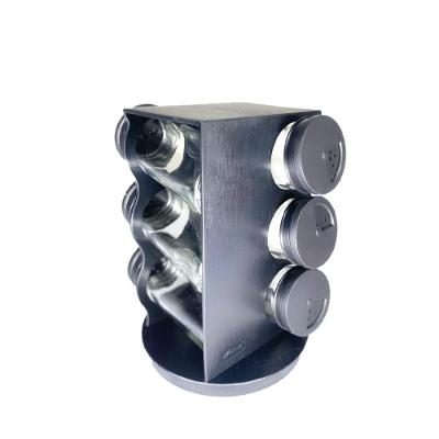Porta Condimentos Giratório Plástico Preto com 6 Potes 80ml para Cozinha Wellmix