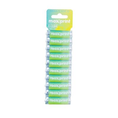 Pilha Maxprint AA Alcalina 1,5V Capacidade 2450MAH Blister 10 Unidades Amarelo