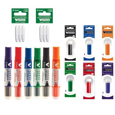 Kit Pincéis para Quadro Branco V-Board Master com Refis e Pontas Preto 6 Unidades Pilot