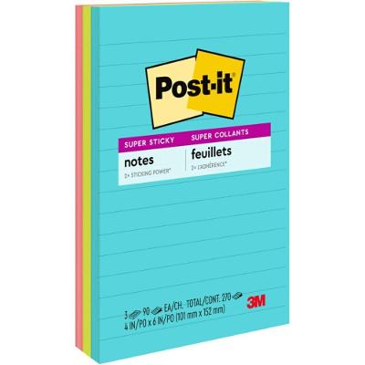 Bloco Adesivo 3M Brasil Post-it Pautado 101X152MM 270 Folhas Lilás