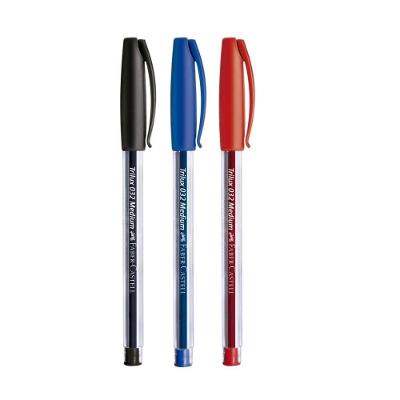 Caneta Esferográfica Faber-Castell Trilux Ponta Média 1.0MM Kit 3 Unidades Azul e Preta e Vermelha