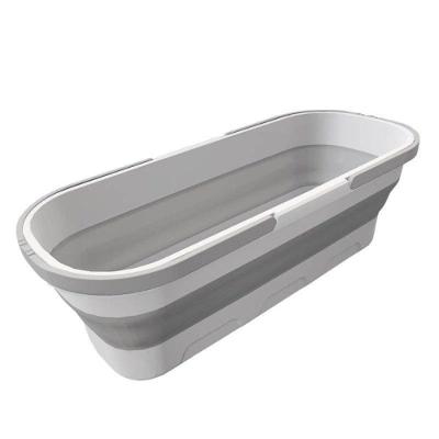 Balde Dobrável Retrátil Retangular com Rodinhas Plástico e Silicone para Limpeza Branco Top Rio