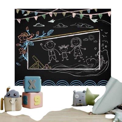 Papel de Parede Quadro Negro Liso PVC Lavável com 5 Giz Coloridos Preto Top Rio Comercial