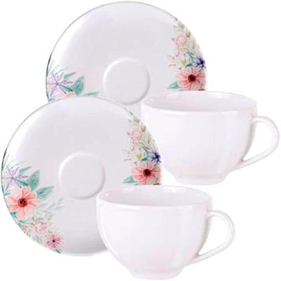 Jogo de Xícaras Floratta para Chá em Porcelana com Detalhes em Baixo Relevo Branco Tramontina 4