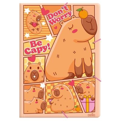 Pasta Aba Elástico Dello Be Capy Estampa Capivara A4 Laranja