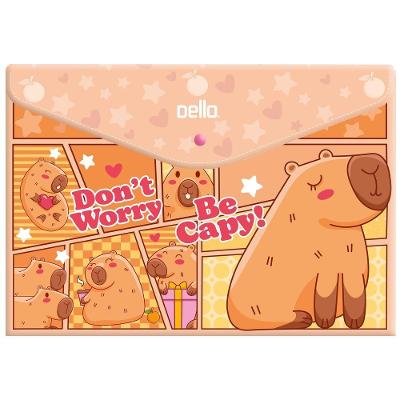 Pasta Envelope Dello Estampa Capivara Be Capy A4 com Botão Polipropileno 1 Unidade Laranja