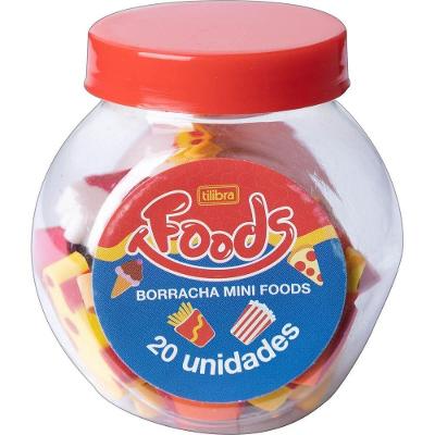 Borracha Tilibra Mini Foods Macia Nao Toxica Pote com 20 Unidades Colorida