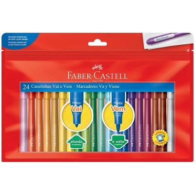 Canetinha Hidrografica Faber-Castell Vai e Vem Tecnologia Vai e Vem Estojo 24 Cores