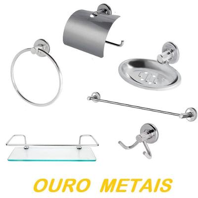 Kit Acessório para Banheiro 6 Peças com Porta Shampoo Inox OEM