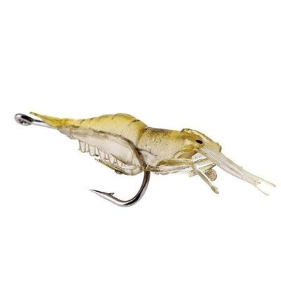 Kit Isca Artificial de Camarão Macio 4CM com Anzóis Afiados Amarelo OEM 50 Unidades