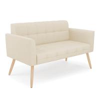 Kit 1 Sofá Namoradeira E 1 Poltrona Elisa Linho Pés Palito  - D'rossi Cor A19 Bege