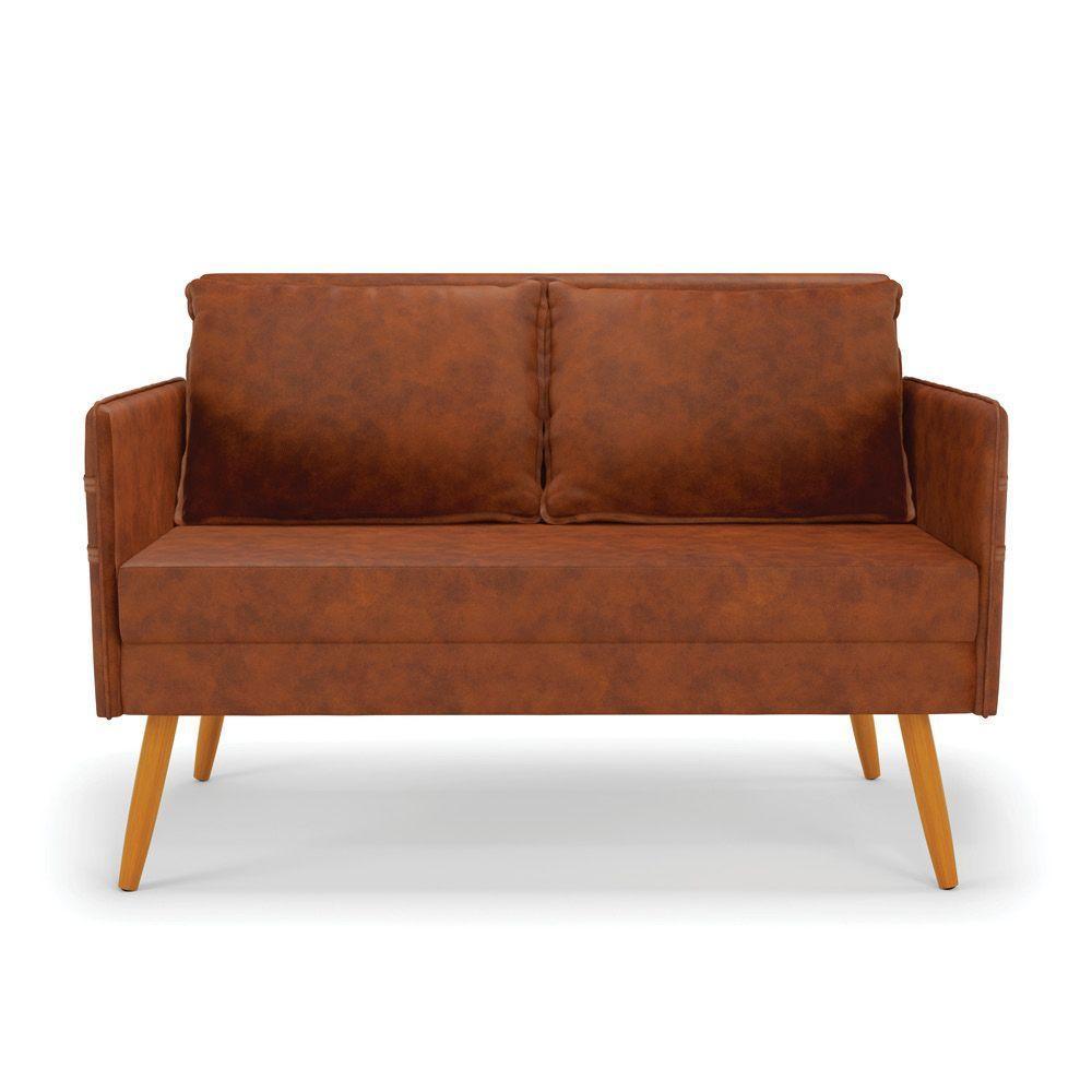 Kit 01 Namoradeira 02 Lugares E 01 Poltrona Mari Corano Nozes Pés Palito Castanho - D'rossi - 7