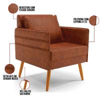 Kit 01 Namoradeira 02 Lugares E 01 Poltrona Mari Corano Nozes Pés Palito Castanho - D'rossi