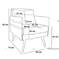Kit 01 Namoradeira 02 Lugares E 01 Poltrona Mari Linho Pés Palito Castanho - D'rossi Cor A19 Bege - 2