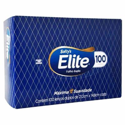 Lenços de Papel Descartáveis Elite Folha Dupla Branco 100 Unidades