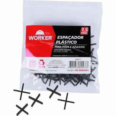 Espaçador de Azulejo 1,5MM 100 Peças Worker com Distância Exata Plástico