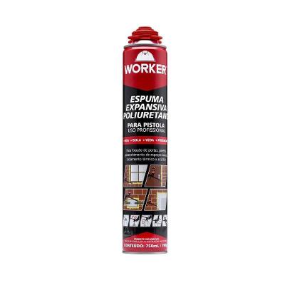 Espuma Expansiva para Pistola Worker 750ML 700G com Fixação e Isolamento Térmico Bivolt