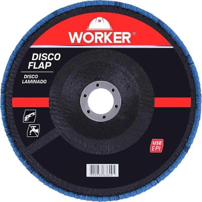 Disco de Lixa Flap Reto Inox Grão 120 para Desbastes e Acabamentos em Aços Worker