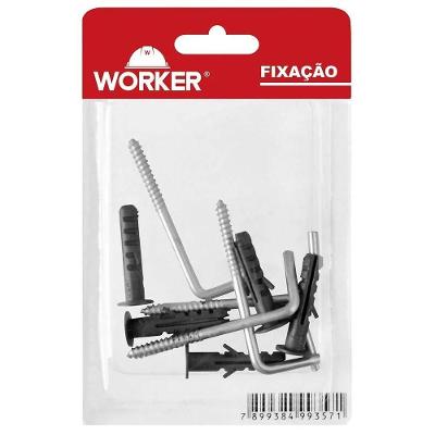 Ferragem Escapula Bucha com Aba 08 para Fixacao Zincada 2 Conjuntos Worker